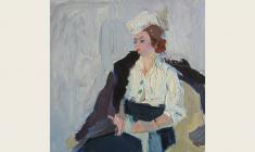 Piotr Alberti. Girl in the Arm-chair. Oil on cardboard,24,5х25,5. 1960