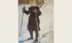 Piotr Alberti. A Skier. Oil on cardboard, 39,8х29,4. 1960