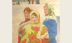 Veniamin Borisov.  Girl-Friends. Oil on canvas,89,5х80. 1990