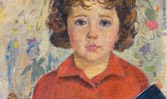Valery Vatenin. Portrait of Daughter.  Oil on canvas, 55х40. 1965