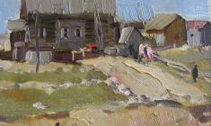 Alexey Eriomin. Riverside. Oil on cardboard, 18х22,5. 1956