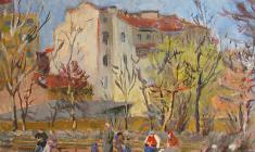 Nikolay Kostrov. Spring in the Garden. Oil on canvas, 50х69,3. 1940