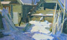  Dmitry Maevsky. Blue Shadowes. Oil on cardboard, 49х69,5. 1962