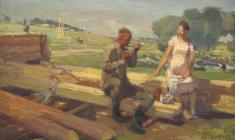 Mikhail Natarevich. Homecoming. Oil on canvas, 39,5х55,5. 1947