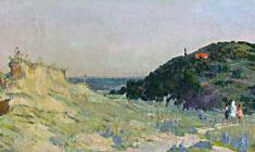 Vladimir Ovchinnikov. View of the Mountain Shevchenko. Oil on canvas, 21х70. 1951
