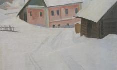 Sergei Osipov. Pink House. Oil on canvas, 67х57,5. 1977
