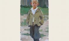 Galina Rumiantseva. Boy. Oil on canvas, 36х20. 1958