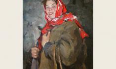 Lev Russov. Portrait of a Collective Farmer. Oil on canvas,100х75. 1956