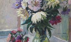Tatyana Kopnina. Flowers at the Window. Oil on canvas, 80х60. 1991