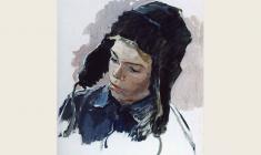 Tatyana Kopnina. Boy in a Fur Hat. Oil on cardboard, 47х35. 1962