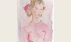 Maria Zubreyeva. Girl in Pink.  Watecolor on paper, 61х40. 1965
