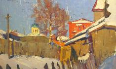 Alexander Semenov. Old Ladoga. Toward the Spring. Oil on cardboard, 49,5х69,5. 1972