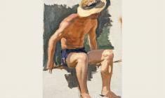 Boris Korneyev. Seated Guy. Oil on canvas, 50х33. 1954