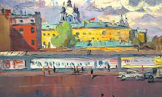 Alexander Semenov. Leningrad. View of the Smolny. Oil on canvas, 50х60. 1975